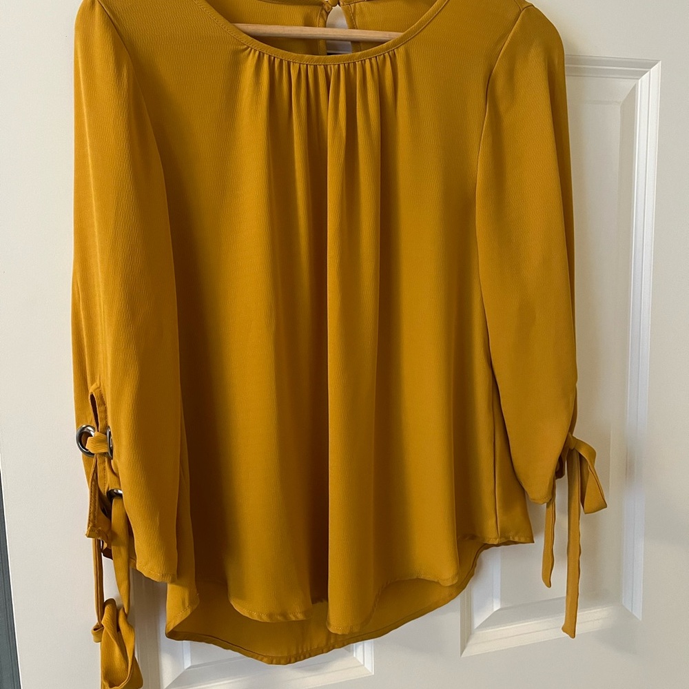 Source Unknown Mustard Tie-Sleeve Women's Blouse